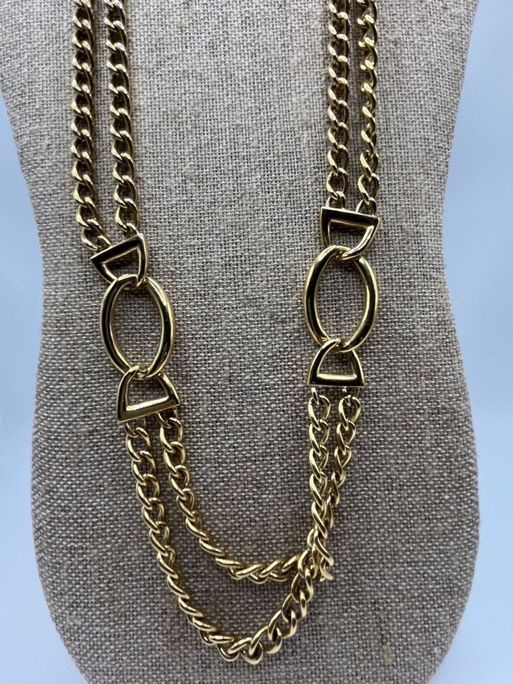 Vtg Napier (patent pending) 1940s 50s  Double Chain Gold-Tone Necklace